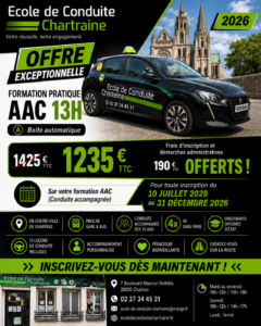 Promo Conduite Accompagnée AAC Boite Automatique - Ecole Conduite Chartres